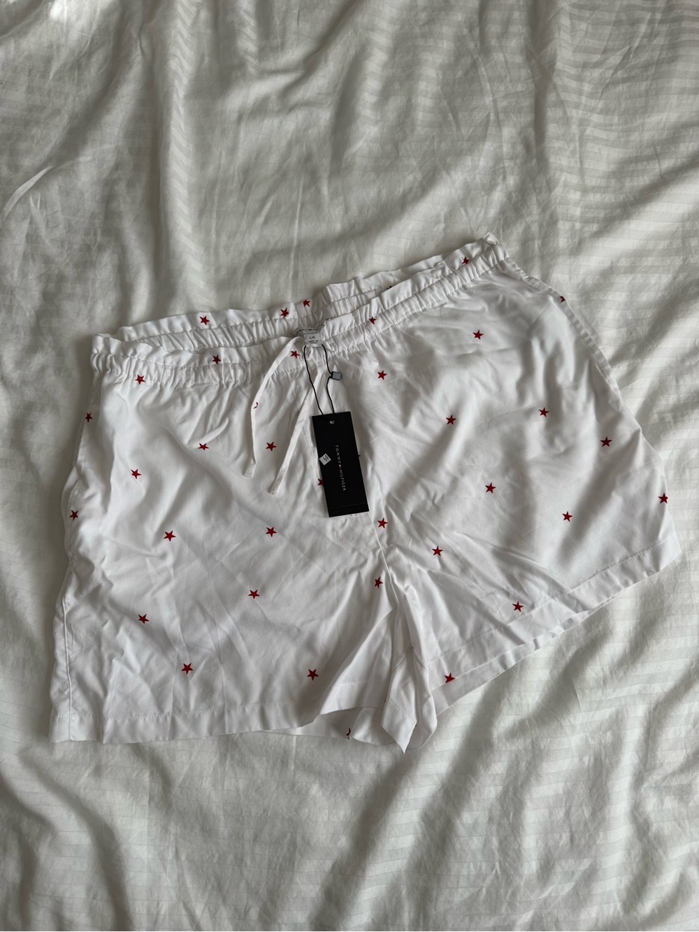 Tommy Hilfiger White Star Print Shorts — Size L (New with Tags)